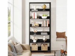 Tribesigns Estante de biblioteca de 6 niveles, estante estrecha y muy alta de 190 cm, estantes independientes, 70 x 30 x 190 cm Negro Discount