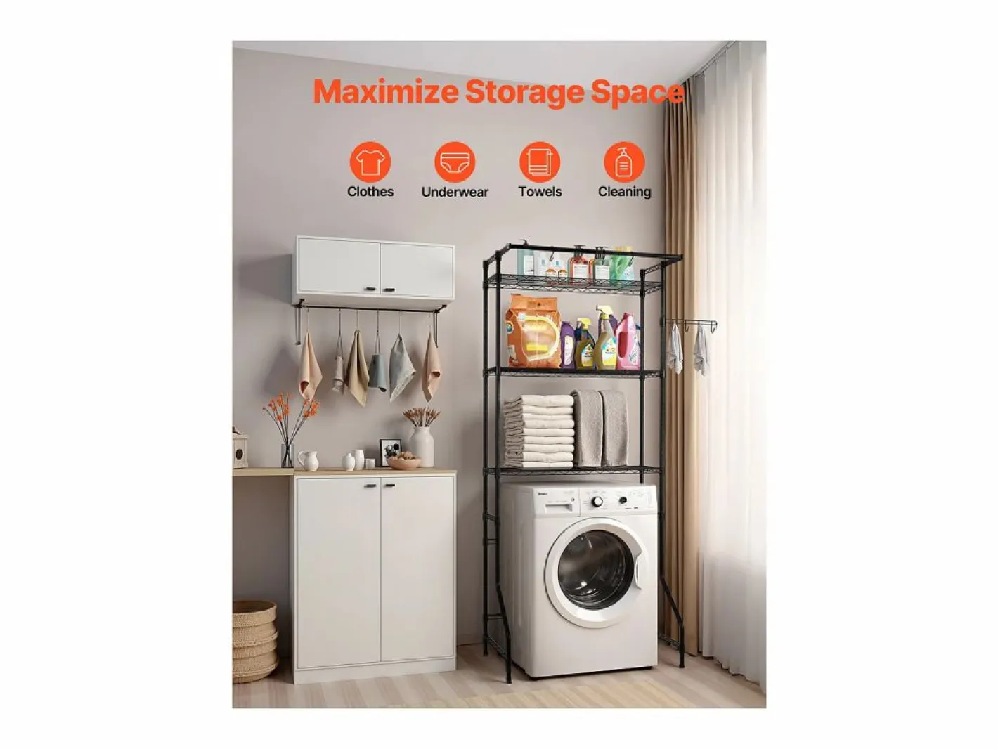 Mueble Para Lavadora|Estante de La Lavadora SucceBuy Estante de Almacenamiento para Lavadora y Secadora de Un Nivel y 3 Niveles,