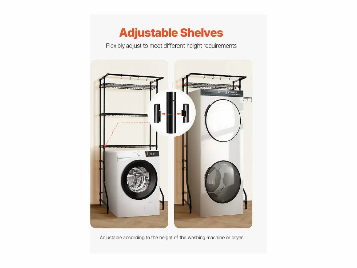 Mueble Para Lavadora|Estante de La Lavadora SucceBuy Estante de Almacenamiento para Lavadora y Secadora de Un Nivel y 3 Niveles,
