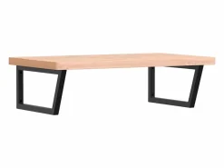 Estante de lavabo de pared de acero y madera maciza de haya^vidaxl Best