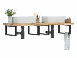 vidaxl Estantería Sobre Inodoro|Estante de lavabo de pared acero y madera maciza de acacia