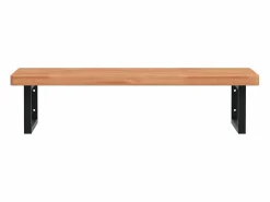 Estante de lavabo de pared de acero y madera maciza de haya^vidaxl Outlet