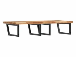 vidaxl Estante de lavabo de pared acero y madera maciza de acacia Marru00f3n Best