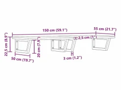 vidaxl Estante de lavabo de pared de acero y madera maciza de haya Marru00f3n Best