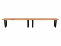 vidaxl Estante de lavabo de pared de acero y madera maciza de haya Marru00f3n Best