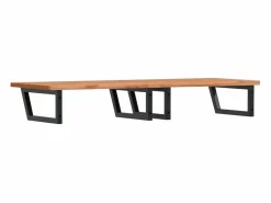 vidaxl Estante de lavabo de pared de acero y madera maciza de haya Marru00f3n Best
