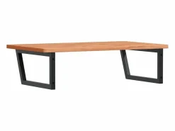 vidaxl Estante de lavabo de pared de acero y madera maciza de haya Marru00f3n Online