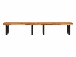 vidaxl Estante de lavabo de pared acero y madera maciza de acacia Marru00f3n Hot