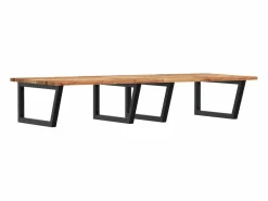 vidaxl Estante de lavabo de pared acero y madera maciza de acacia Marru00f3n New