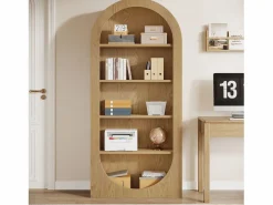 Estante de libros de 180 cm de alto, estante de libros arqueado de 5 niveles con estantes abiertos^Tribesigns Sale