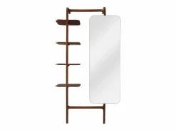 Vente-unique Estante de pared con espejo de madera de hevea - Natural - ZORVINA Color natural oscuro New