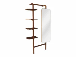Vente-unique Estante de pared con espejo de madera de hevea - Natural - ZORVINA Color natural oscuro New