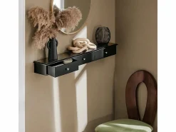 Sobuy Estante de Pared Perchero Armario Suspendido Estantería para Trasteros con 3 Cajones 93 x 15 x 10 cm FRG43-L-SCH ES Negro Discount