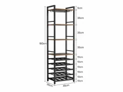 Estante de vinos autónoma de 9 niveles con soporte de vidrio y estantes de almacenamiento, Estante para botellas de vino, de color marrón rústico^Tribesigns Discount