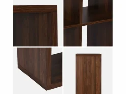 Sweeek Estante librería 4 niveles 8 compartimentos nogal Marru00f3n chocolate Hot