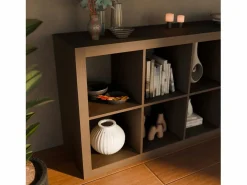 Sweeek Estante librería 4 niveles 8 compartimentos nogal Marru00f3n chocolate Hot