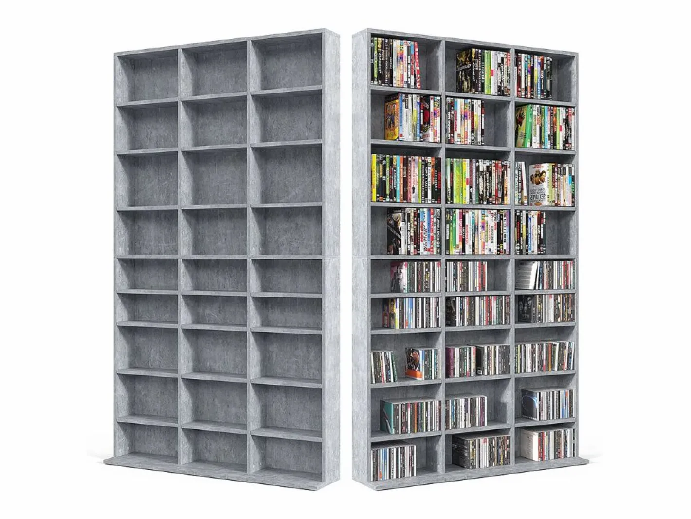 Vicco Estantería|Estante para CDs hormigón 102x16x178 jukebox