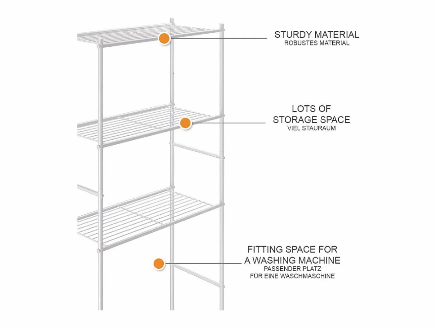 Vicco Mueble Para Lavadora|Estante para lavadora 66x30x162 miso