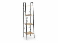MSO Estantería|Estantería - Escalera de diseño 34 x 148 cm estilo roble y acero negro Loggia