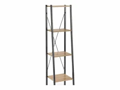 MSO Estantería|Estantería - Escalera de diseño 34 x 148 cm estilo roble y acero negro Loggia