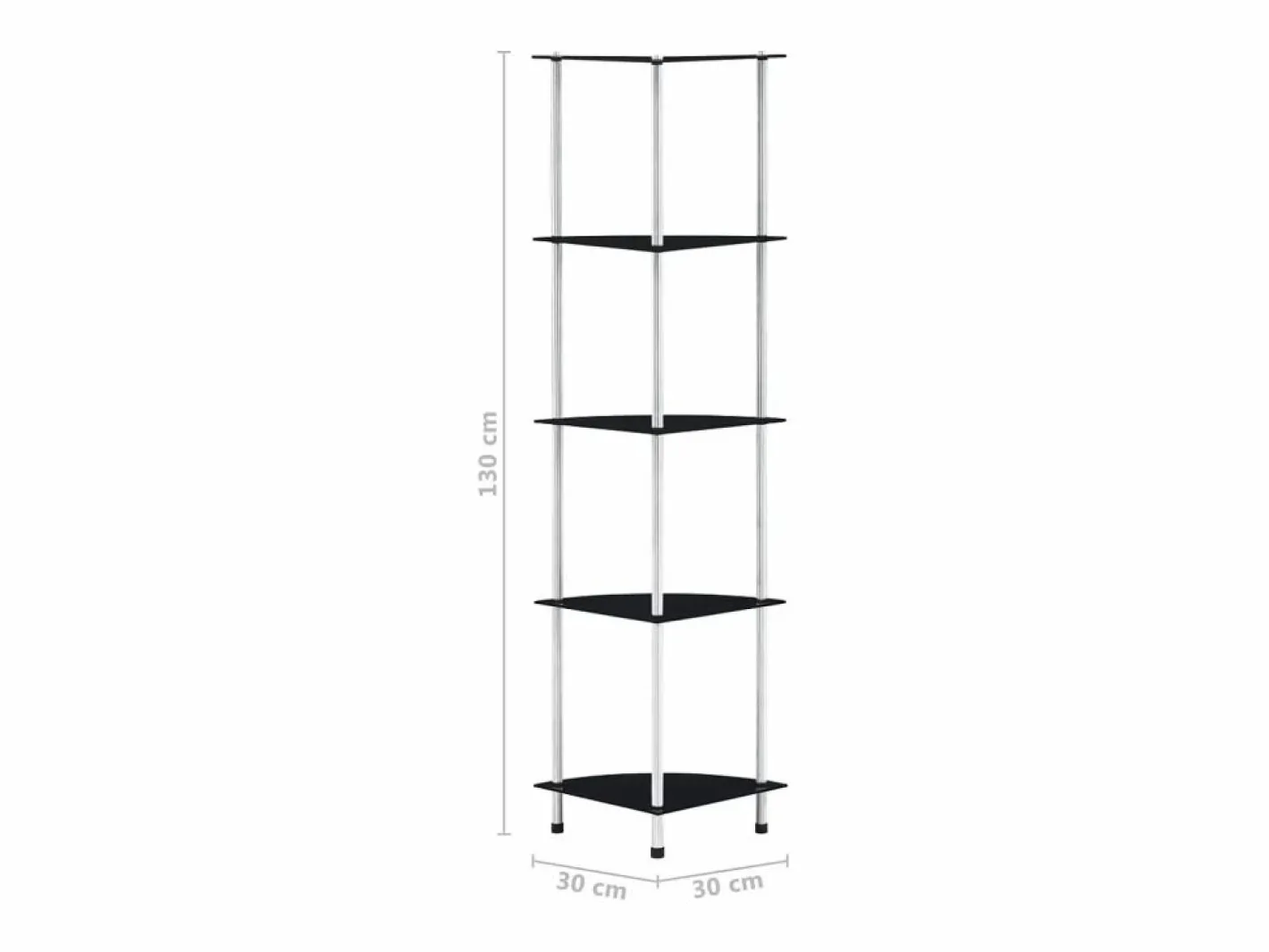Clicnbuy Estantería 5 niveles cristal templado 30x30x130 cm Negro
