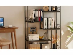 Estantería Bealife de Almacenamiento 7 Niveles con Estructura Metálica y Patas Ajustables 100 x 30 x 180 cm Negro New