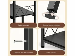 Estantería Bealife de Almacenamiento 7 Niveles con Estructura Metálica y Patas Ajustables 100 x 30 x 180 cm Negro New