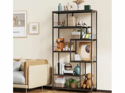 Estantería Bealife de Almacenamiento 7 Niveles con Estructura Metálica y Patas Ajustables 100 x 30 x 180 cm Negro New