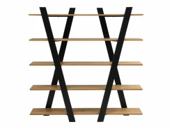 Vente-unique Estantería con 5 baldas - Natural y Negro - TUZLA Negro / Color natural claro Online