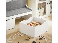 Estantería con cojín de Asiento Banco Almacenamiento Infantil con 2 cajones con Ruedas 100 x 45 x 70 cm KMB66-W ES^Sobuy Online