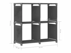 Clicnbuy Estantería de 4 cubos de tela 69x30x72,5 cm Gris Hot