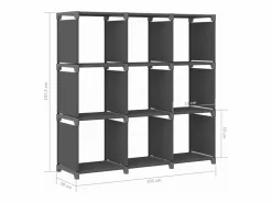 Clicnbuy Estantería de 9 cubos de tela 103x30x107,5 cm Gris Hot