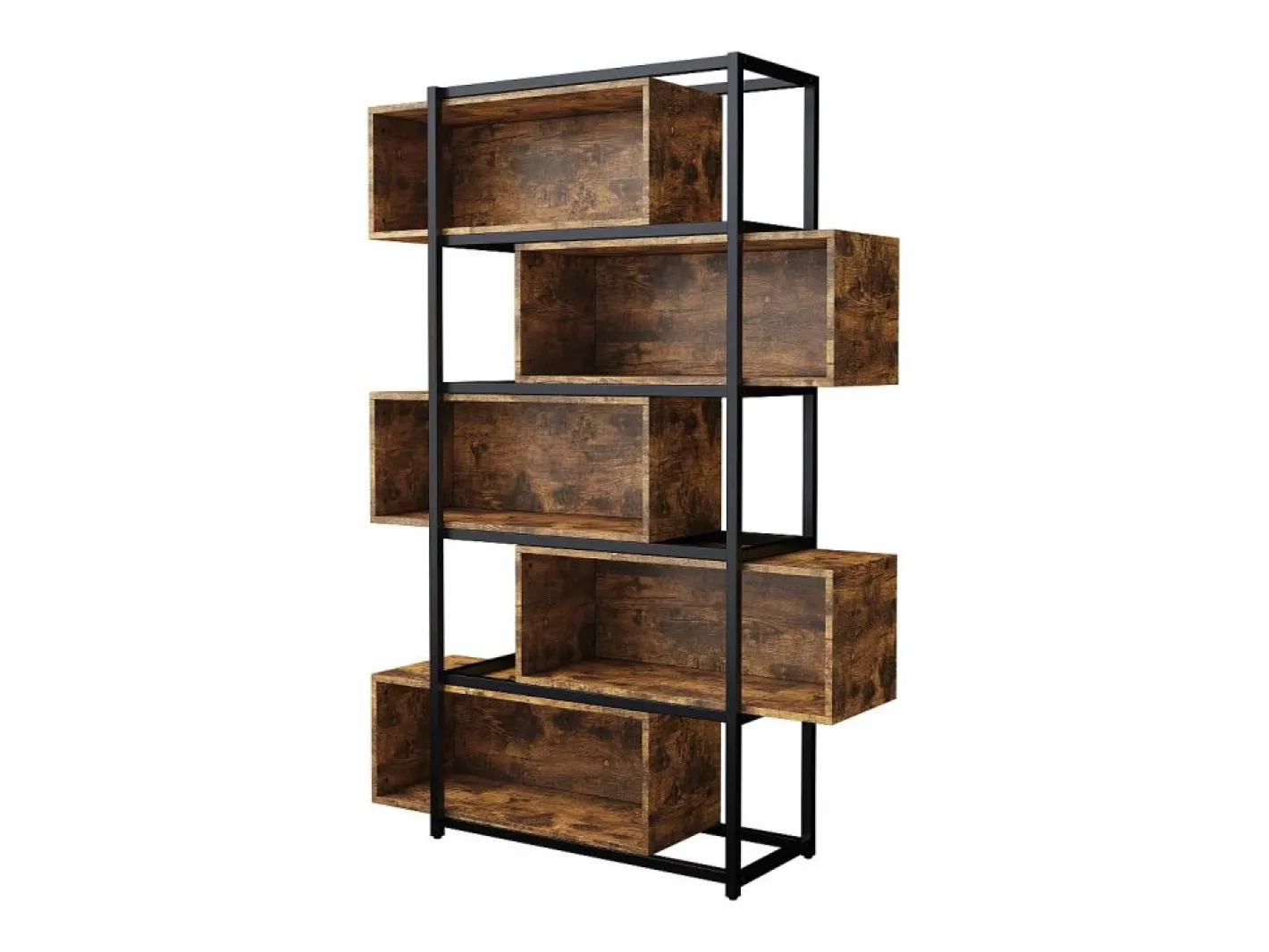 Merax Estantería de 5 niveles con estantes - 121 x 35 x 176 cm - Madera MDF y tubo de acero - Marrón Color natural claro Sale