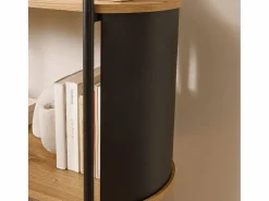 Calicosy Estantería|Estantería de 4 niveles con acabado de madera y laterales de metal negro H133,5 cm - EKLO