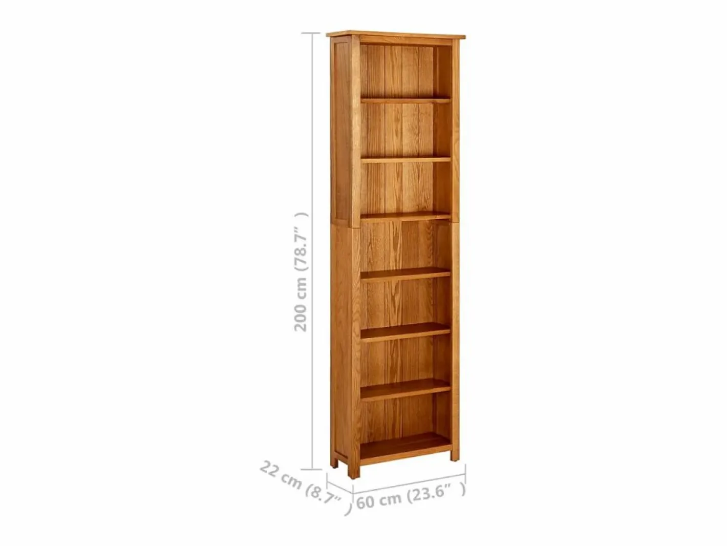 vidaxl Estantería de 7 niveles madera maciza de roble 60x22x200 cm Marru00f3n Outlet