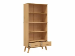 Clicnbuy Librería|Estantería de 4 niveles OLDEN madera maciza de pino marrón