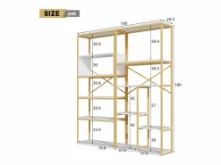 Hauss Spole Estantería de 160 x 29,5 x 180 cm - Metal y MDF - Dorado y Blanco Hot