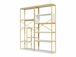 Hauss Spole Estantería de 160 x 29,5 x 180 cm - Metal y MDF - Dorado y Blanco Hot