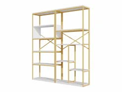 Hauss Spole Estantería de 160 x 29,5 x 180 cm - Metal y MDF - Dorado y Blanco Hot