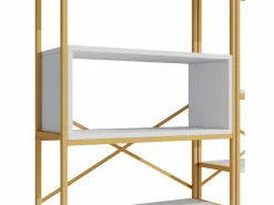 Hauss Spole Estantería de 160 x 29,5 x 180 cm - Metal y MDF - Dorado y Blanco Hot