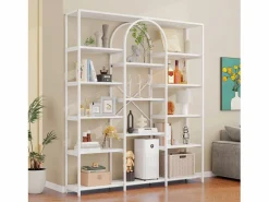 Estantería de acero y MDF de 160 x 30 x 180 cm - Diseño rectangular y arqueado - Color^Hauss Spole Online