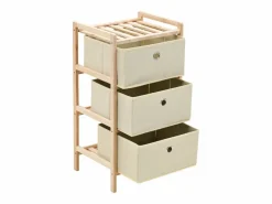 vidaxl Estantería de almacenaje 3 cestas de tela madera de cedro Beige Online