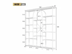 Estantería de almacenaje moderna de estilo minimalista - 160 x 30 x 180 cm - MDF + metal -^Merax Discount