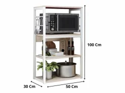 Mueble Camarera|Estantería de Cocina Unidad de Cocina Alta con estantes de Almacenamiento, Marco de Metal , Estante Industrial para microondas 50x30x100 Cm, Col