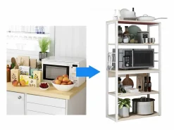 Estantería de Cocina, Unidad de Cocina Alta con estantes de Almacenamiento, Marco de Metal , Estante Industrial para microondas 50x30x130 Cm Blanco Best