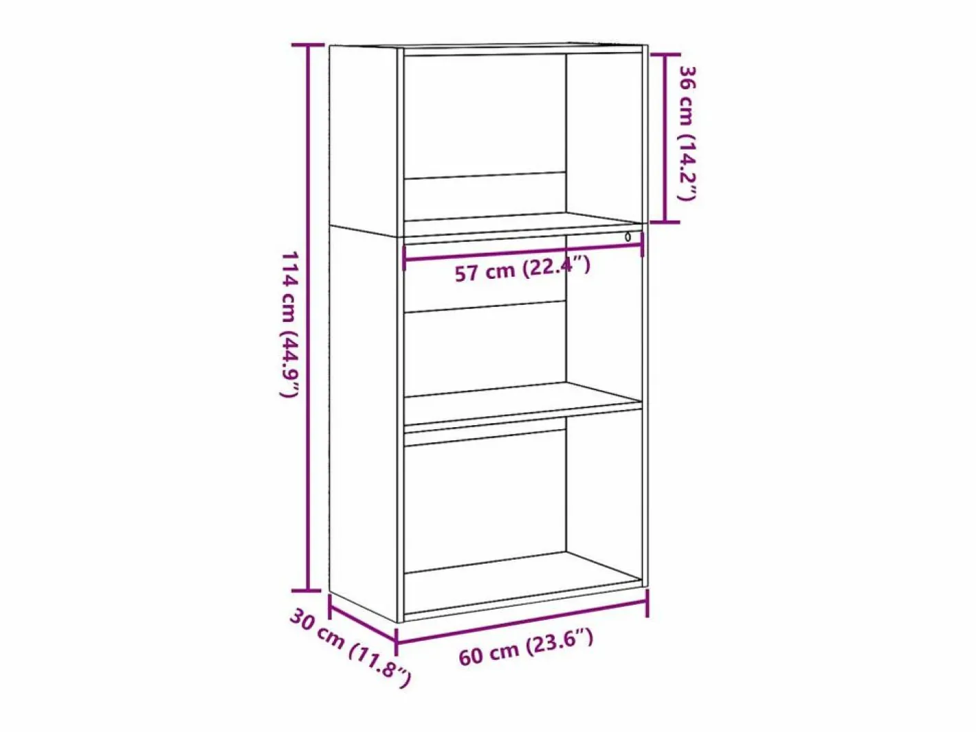 Clicnbuy Estantería de madera de ingeniería roble Sonoma 60x30x114 cm Marru00f3n New