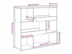 Clicnbuy Librería|Estantería divisor de espacios roble Sonoma 100x33x94,5 cm