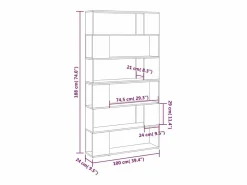 Clicnbuy Librería|Estantería divisor de espacios 100x24x188 cm