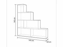 Loungitude Estantería|Estantería escalonada 6 compartimentos - A145 cm - Klum