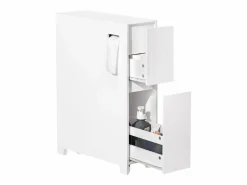 Sobuy Estantería Sobre Inodoro|Estantería Estrecha para Nichos para Baño Armario Móvil Multifuncional de Almacenaje Mueble Auxiliar con 2 Cajones y 4 Ruedas 60 x 20 x 75 BZR111-W ES
